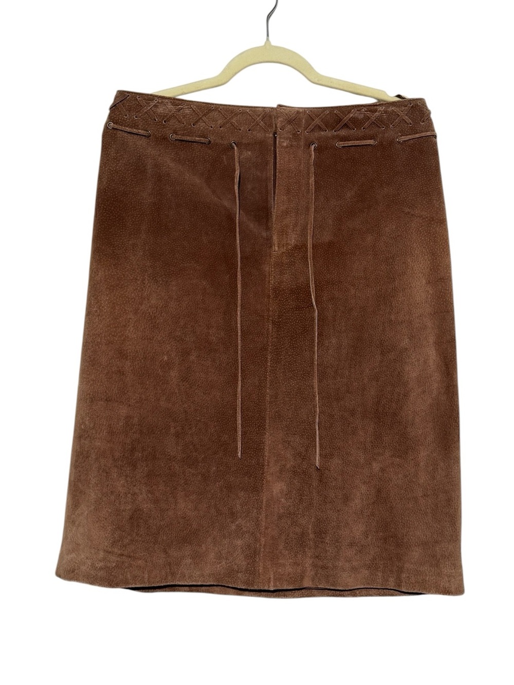 AMI NWT Vintage Leather Suede Skirt Size 10 Brown Western‎ Coastal Cowgirl Fall